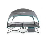 Baby Delight Go with Me Bungalow Deluxe Portable Cot, Toddler Travel Bed, Indoor and Outdoor, Sun Canopy, Grey & Teal