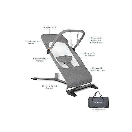  Baby Delight Alpine Deluxe Portable Bouncer | Infant | 0 - 6 months | Charcoal Tweed