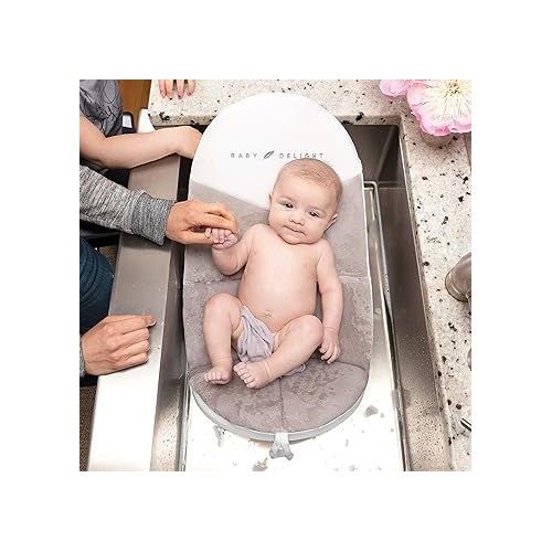  Baby Delight Cushy Nest Cloud Infant Bather | Baby Bath Seat | Comfortable Infant Bath Seat with Support | for Sinks and Tubs | Grey