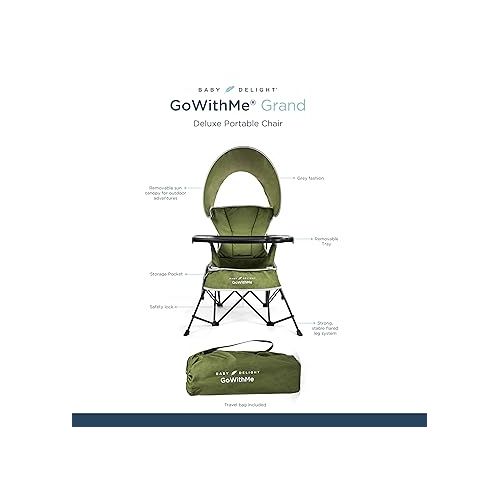  Baby Delight Go with Me Grand Deluxe Portable Chair | for Kids | Indoor and Outdoor | Moss Bud Green