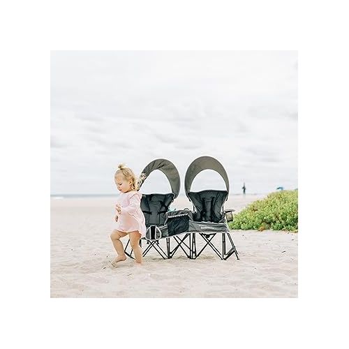  Baby Delight Go with Me Duo Deluxe Portable Chair | for Kids | Double Seat | Indoor and Outdoor | Grey