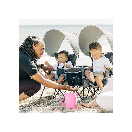  Baby Delight Go with Me Duo Deluxe Portable Chair | for Kids | Double Seat | Indoor and Outdoor | Grey