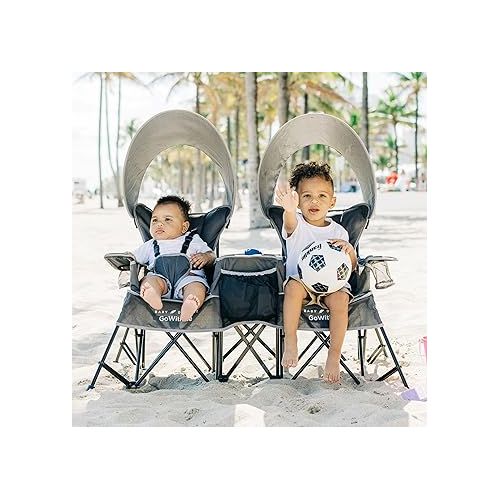  Baby Delight Go with Me Duo Deluxe Portable Chair | for Kids | Double Seat | Indoor and Outdoor | Grey