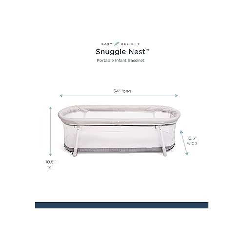  Baby Delight Snuggle Nest Bassinet, Portable Baby Bed, for Infants 0 - 5 Months, Driftwood Grey