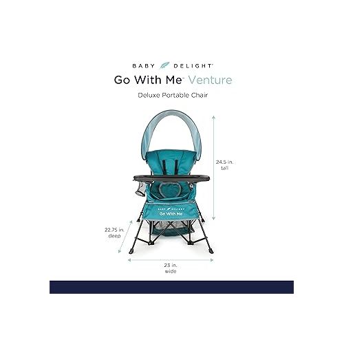  Baby Delight Go with Me Venture Portable Chair | Indoor and Outdoor | Sun Canopy | 3 Child Growth Stages | Teal