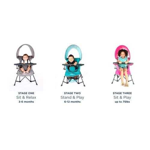  Baby Delight Go with Me Chair | Indoor/Outdoor Chair with Sun Canopy | Teal | Portable Chair converts to 3 Child Growth Stages: Sitting, Standing and Big Kid | 3 Months to 75 lbs |