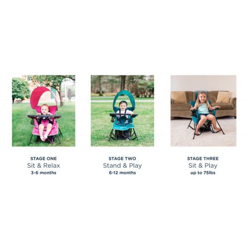  Baby Delight Go with Me Chair | Indoor/Outdoor Chair with Sun Canopy | Teal | Portable Chair converts to 3 Child Growth Stages: Sitting, Standing and Big Kid | 3 Months to 75 lbs |