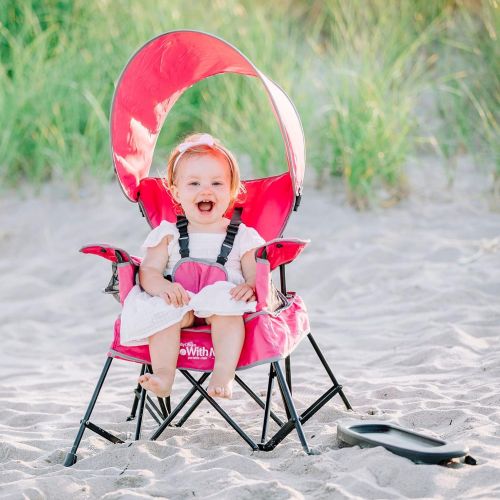  Baby Delight Go with Me Chair | Indoor/Outdoor Chair with Sun Canopy | Pink | Portable Chair converts to 3 Child Growth Stages: Sitting, Standing and Big Kid | 3 Months to 75 lbs |