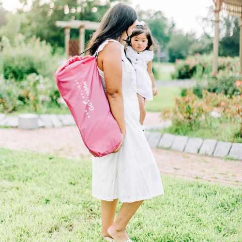  Baby Delight Go with Me Chair | Indoor/Outdoor Chair with Sun Canopy | Pink | Portable Chair converts to 3 Child Growth Stages: Sitting, Standing and Big Kid | 3 Months to 75 lbs |