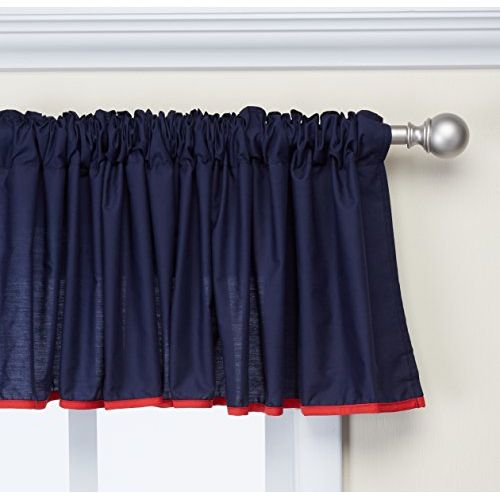  Baby Doll Bedding Solid Two Tone Window Valance, Navy/Red