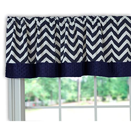  Baby Doll Bedding Minky Chevron Window Valance, Navy