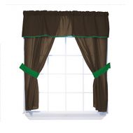 [아마존베스트]Baby Doll Bedding Solid Two Tone 5-Piece Window Valance Curtain Set, Brown/Green