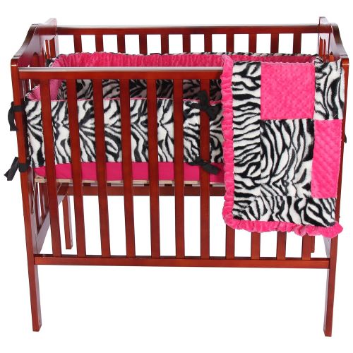  BabyDoll Bedding Baby Doll Bedding Zebra Minky Mini CribPort-a-Crib Bedding Set, Pink