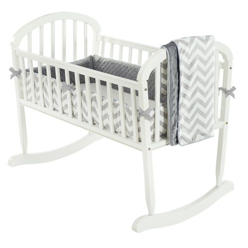  BabyDoll Bedding Baby Doll Bedding Minky Chevron Cradle Bedding Set, Grey