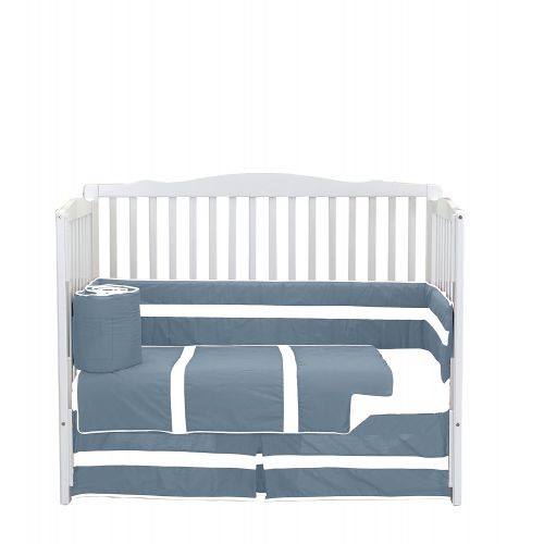  BabyDoll Bedding Baby Doll Bedding Solid Stripe Crib 4 Piece Bedding Set, NavyWhite