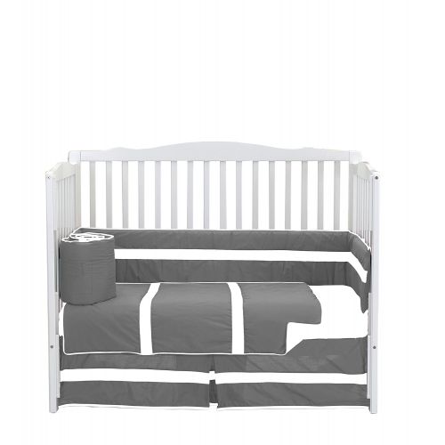  BabyDoll Bedding Baby Doll Bedding Solid Stripe Crib 4 Piece Bedding Set, NavyWhite