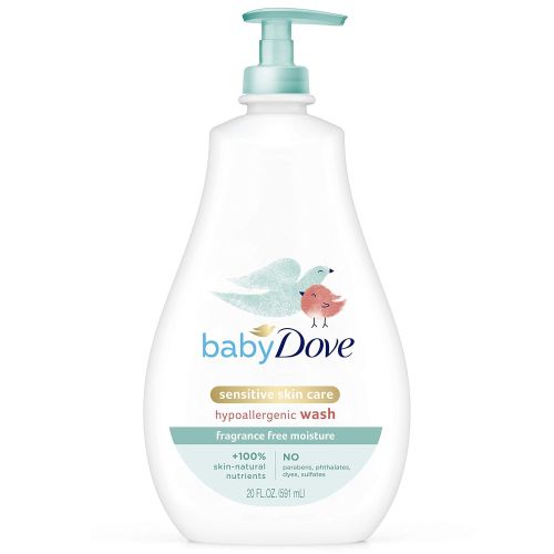  Baby Dove Tip to Toe Baby Wash Sensitive Moisture 20 oz for Sensitive Skin Washes Away Bacteria, Fragrance-Free Baby Wash