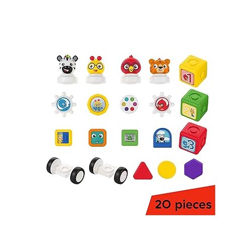  Baby Einstein Connectables 20 Piece STEAM Magnetic Blocks Learning Toys Numbers Colors Animals for Baby 6 Months+ Toddler 1 2 3 4 5 Year Old