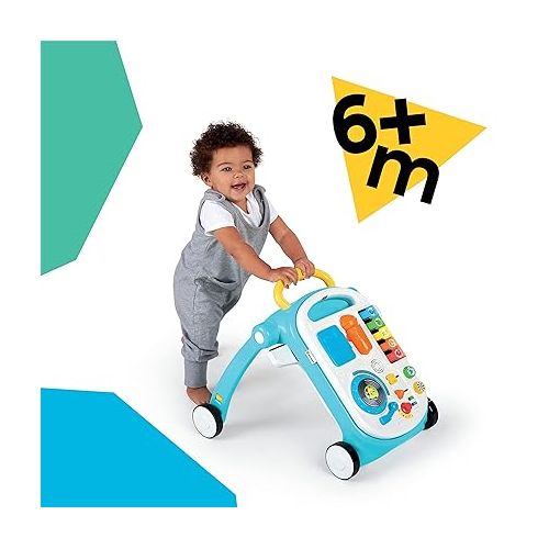  Baby Einstein Musical Mix ‘N Roll 4-in-1 Push Walker, Activity Center, Toddler Table and Floor -Toy for 6 Months+, Blue