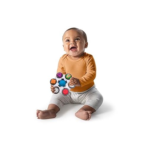  Baby Einstein Curiosity Clutch Fidget Sensory Toy and Pop It Rattle, BPA Free Infant Teether, Age 3 Months+, Multicolored