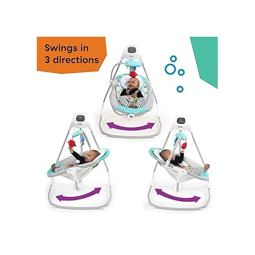  Baby Einstein Ocean Explorers Musical Compact Baby Swing, Vibrating, Multi-Direction, Grey, Unisex, 0-9 Months