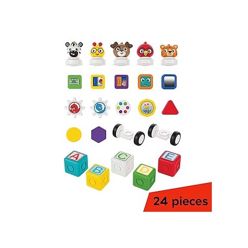  Baby Einstein Connectables 24 Piece STEAM Magnetic Blocks Learning Toys Letters Colors Animals for Baby 6 Months+ Toddler 1 2 3 4 5 Year Old