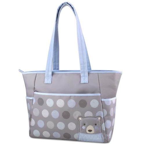  Baby Essentials Peekaboo Bear Diaper Bag Tote with Removable Changing Mat & Matching Paci Pouch (Blue)