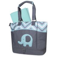 Baby Essentials Diaper Bag + Diaper Changing Kit with Portable Nap Mat - Aqua/Grey Elephant