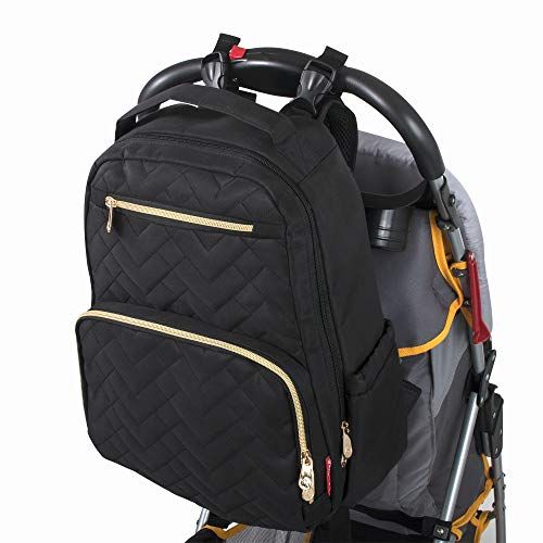  [아마존베스트]Baby Essentials Fisher Price Diaper Bag Backpack - Signature Collection, with Cell Phone and Tablet Pockets and Stroller Clips (Black)