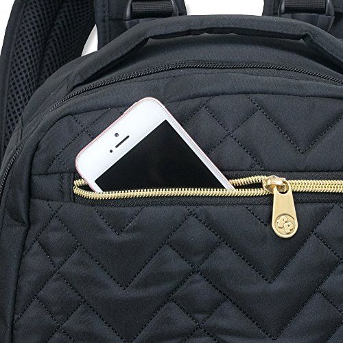  [아마존베스트]Baby Essentials Fisher Price Diaper Bag Backpack - Signature Collection, with Cell Phone and Tablet Pockets and Stroller Clips (Black)