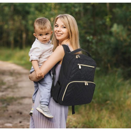  [아마존베스트]Baby Essentials Fisher Price Diaper Bag Backpack - Signature Collection, with Cell Phone and Tablet Pockets and Stroller Clips (Black)