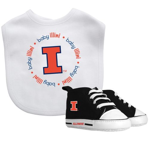  Baby Fanatic NCAA Legacy Infant Gift Set, Illinois Illini, 2Piece Set (Bib & PRE-Walkers)