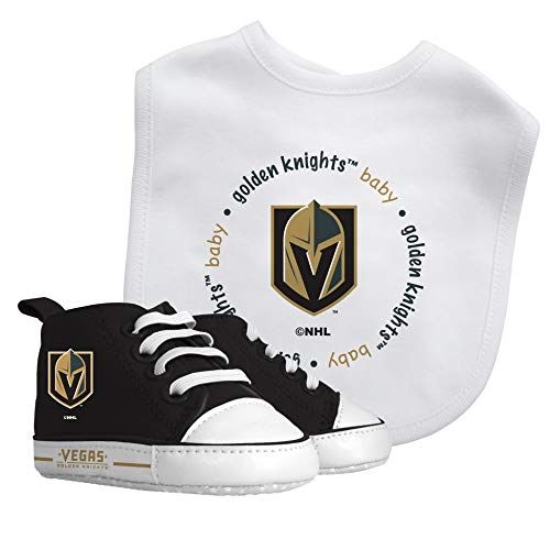  Baby Fanatic NHL Legacy Infant Gift Set, Vegas Golden Knights Alternate, 2Piece Set (Bib & PRE-Walkers)