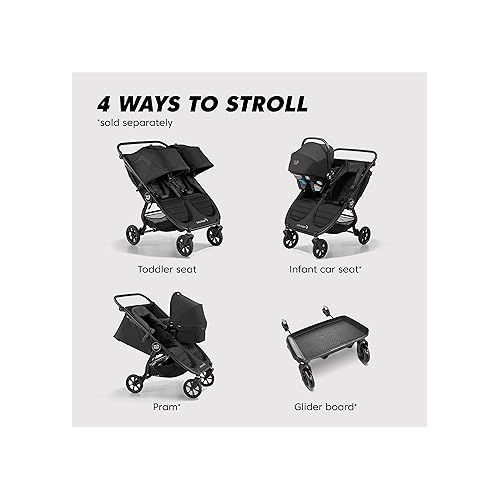  Baby Jogger City Mini GT2 All-Terrain Double Stroller, Pike with adjustable handlebar and forever air rubber tires