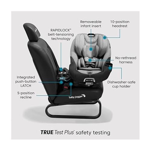  Baby Jogger City Turn Rotating Convertible Car Seat | Unique Turning Car Seat Rotates for Easy in and Out, Paloma Greige