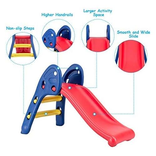  [아마존베스트]BABY JOY Folding Slide, Indoor First Slide Plastic Play Slide Climber Kids (Ellipse Rail)