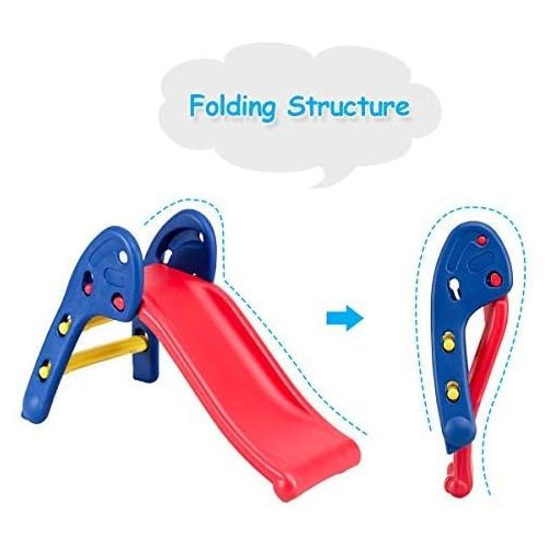  [아마존베스트]BABY JOY Folding Slide, Indoor First Slide Plastic Play Slide Climber Kids (Ellipse Rail)