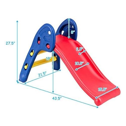  [아마존베스트]BABY JOY Folding Slide, Indoor First Slide Plastic Play Slide Climber Kids (Ellipse Rail)