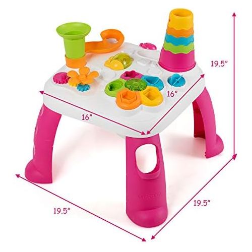  Baby Joy Toddler Learning Table, 2 in 1 Sit to Stand Early Education Toy, Convertible Activity Play Game Musical Table w/ Sound, Light, Music Functions, Kids Toddler Birthday Gift