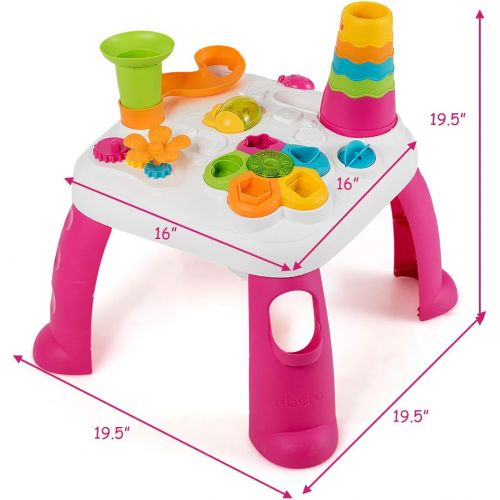  Baby Joy Toddler Learning Table, 2 in 1 Sit to Stand Early Education Toy, Convertible Activity Play Game Musical Table w/ Sound, Light, Music Functions, Kids Toddler Birthday Gift