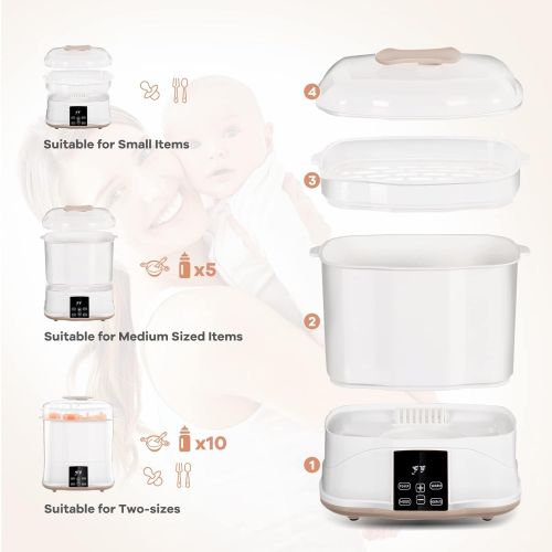  Baby JOY Baby Bottle Electric Dryer, 3-in-1 Modular Electric Dryer Machine, Milk Warmer with Large Capacity, Temperature Control, LED Monitor