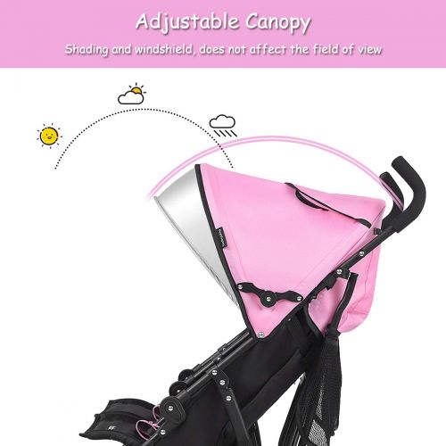  BABY JOY Double Light-Weight Stroller, Travel Foldable Design, Twin Umbrella Stroller with 5-Point Harness, Cup Holder, Sun Canopy for Baby, Toddlers (Gray)