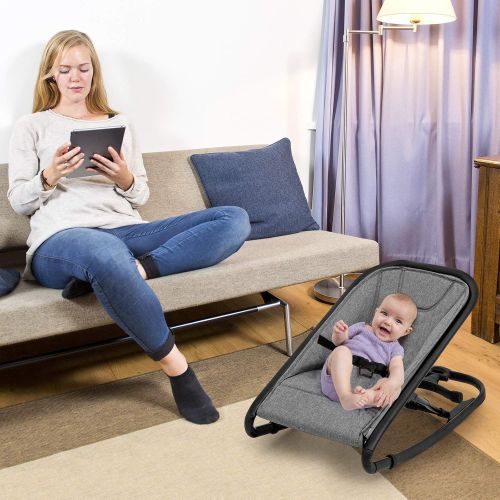  Baby JOY 2 in 1 Baby Rocker, Portable Baby Bouncer Seat w/ 2 Adjustable Recline Positions, Folding Infant Bouncer Seat w/ 2 Modes of Use for Newborn Babies, 33 LBS Weight Capacity