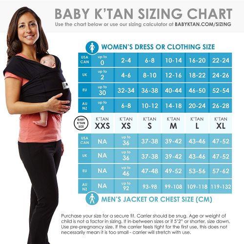  Baby K’tan Breeze Baby Wrap Carrier, Infant and Child Sling - Simple Wrap Holder for Babywearing - No Rings or Buckles - Carry Newborn up to 35 lbs, Black, XS (W Dress 2-4 / M Jack