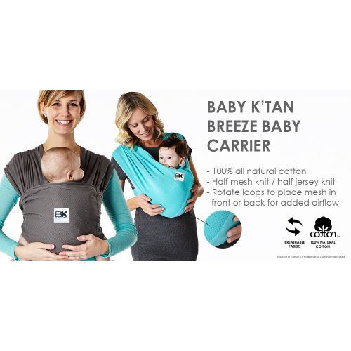  Baby K’tan Breeze Baby Wrap Carrier, Infant and Child Sling - Simple Wrap Holder for Babywearing - No Rings or Buckles - Carry Newborn up to 35 lbs, Charcoal, S (W Dress 6-8 / M Ja