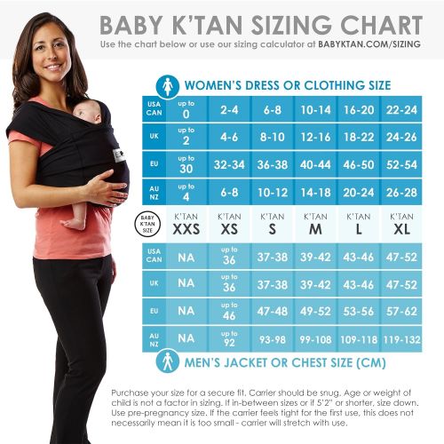  Baby K’tan Breeze Baby Wrap Carrier, Infant and Child Sling - Simple Wrap Holder for Babywearing - No Rings or Buckles - Carry Newborn up to 35 lbs, Charcoal, S (W Dress 6-8 / M Ja