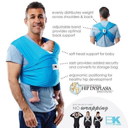  Baby K’tan Active Baby Wrap Carrier, Infant and Child Sling - Simple Wrap Holder for Babywearing - No Rings or Buckles - Carry Newborn up to 35 lbs, Ocean Blue, XS (W 2-4 / Men’s J