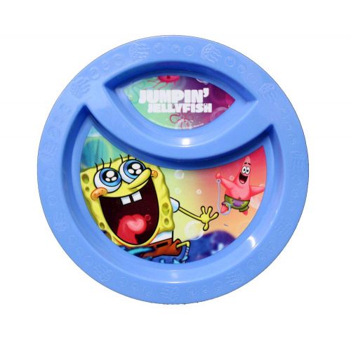  Baby King Spongebob 2pc Lunch Set for kids - Includes Divided Plate and Square Sandwich Box Container with lid