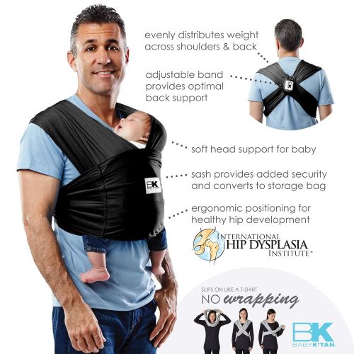  [아마존베스트]Baby K’tan Breeze Baby Wrap Carrier, Infant and Child Sling - Simple Wrap Holder for Babywearing - No Rings or Buckles - Carry Newborn up to 35 lbs, Charcoal, S (W Dress 6-8 / M Ja