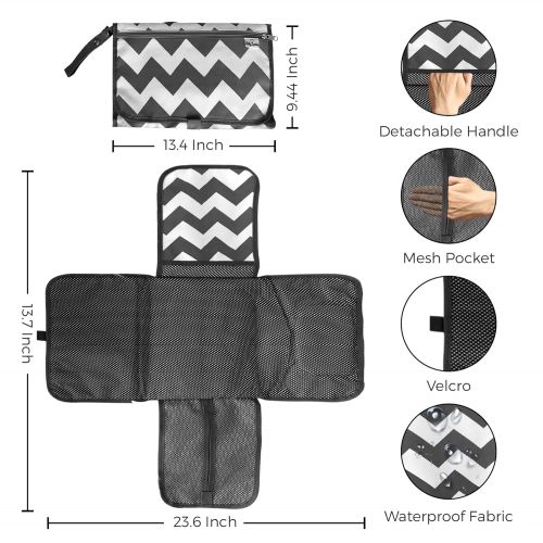  Baby Luxxious Portable Baby Diaper Changing Pad Set of 3, Diaper Mat with Built-in Head Cushion, Car Seat Cover,...